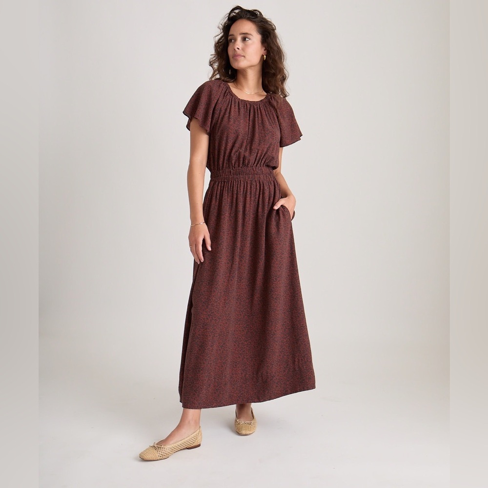 Marine Layer Charlotte Maxi Dress Brown and Black Pattern